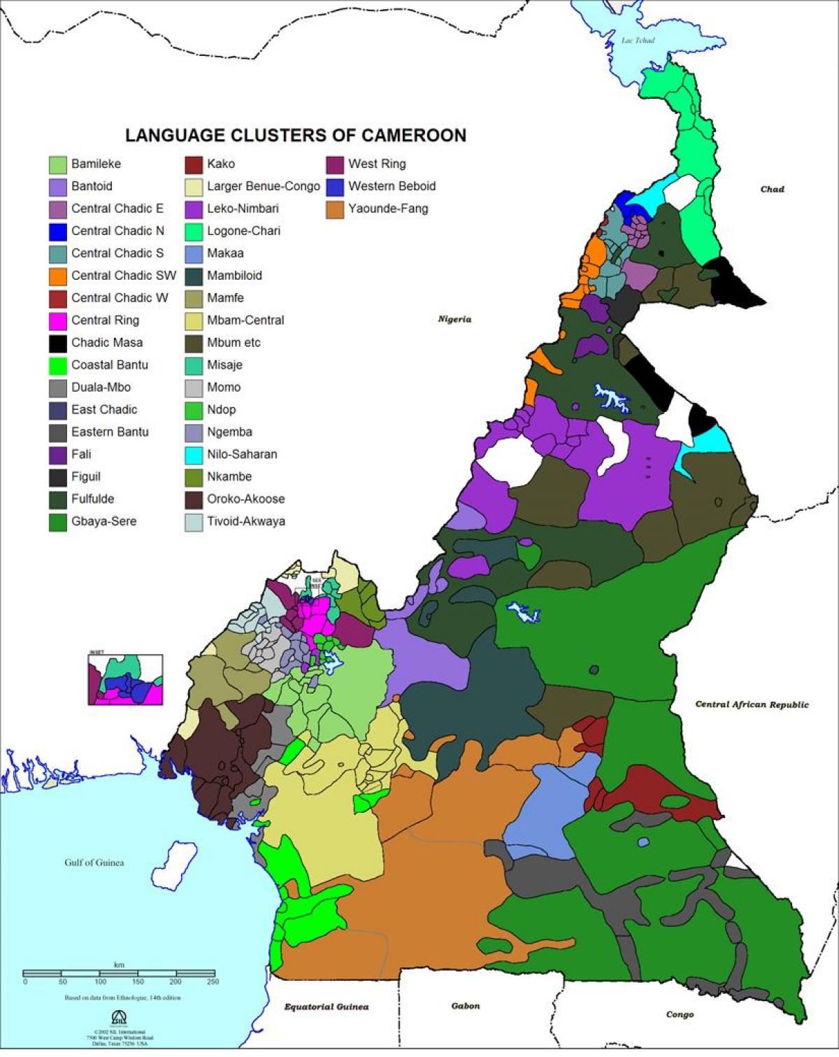 喀麦隆的地图的语言